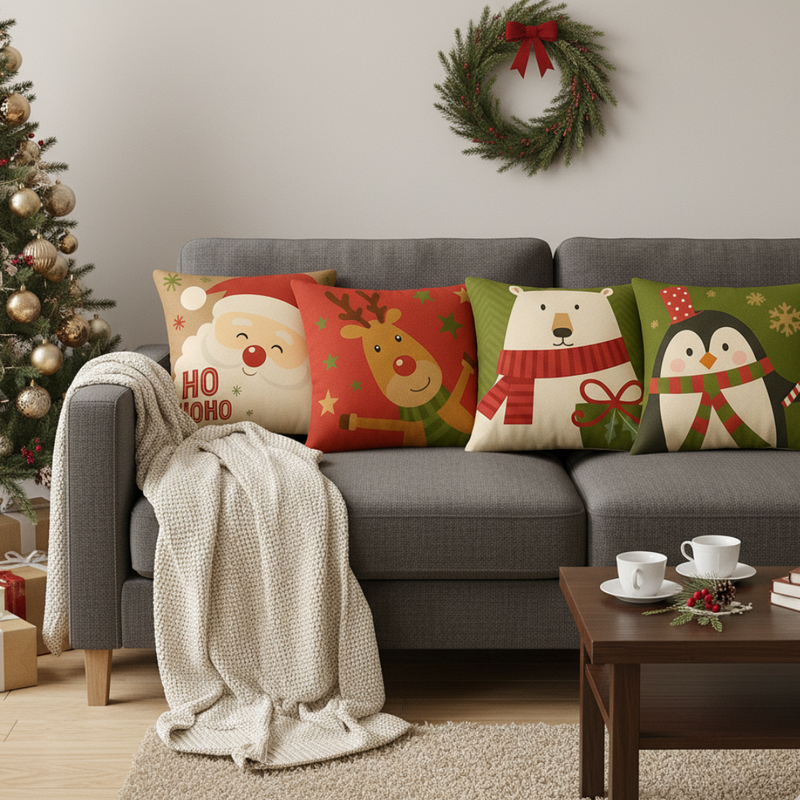 Kit 4 Capas de Almofadas Natalinas