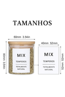 Kit 6 Potes de Vidro com Tampa de Bambu – 200ml